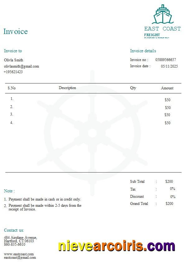 Free Shipping Invoice